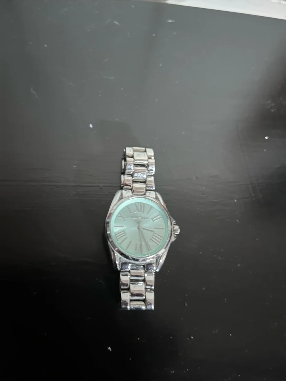 Silver Link Watch with Mint Green Dial